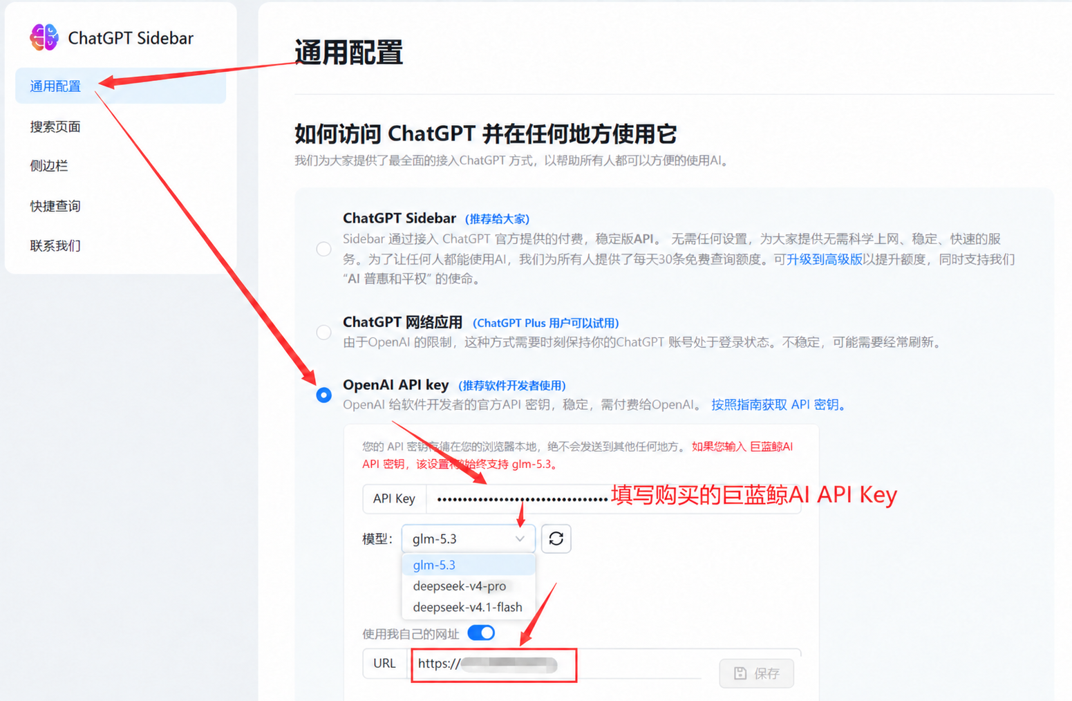 ChatGPT Sidebar 设置
